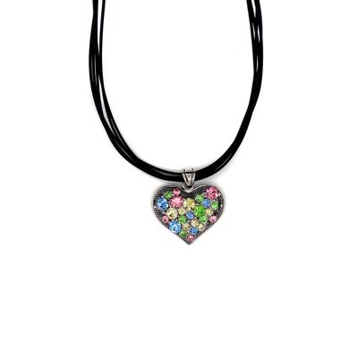 Necklace rhodium-plated, multi-color light