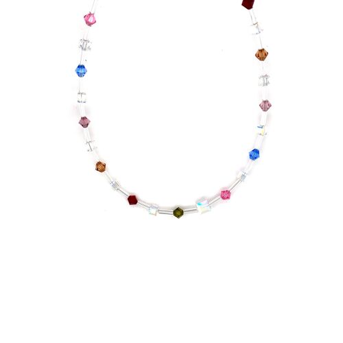 Collier versilbert  multi-color dunkel Swarovskisteine Multi-color