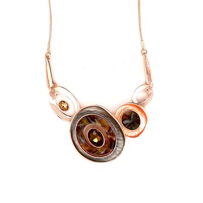 Collier rose gold plated brown