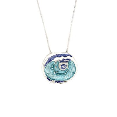 Necklace silver-plated matt blue, turquoise