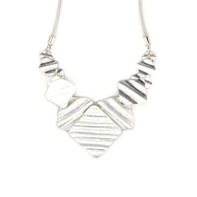 Silver-plated brushed white necklace