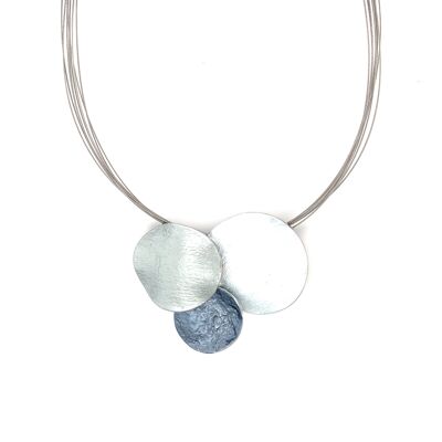 Necklace rhodium-plated, matt gray, white