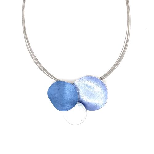 Collier rhodiniert matt blau, weiß dunkel