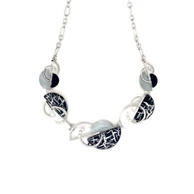Necklace rhodium-plated matt black, white