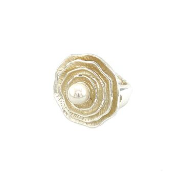 Bague élastique plaqué argent blanc perle blanc