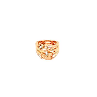 Elastic ring, rose gold-plated, white