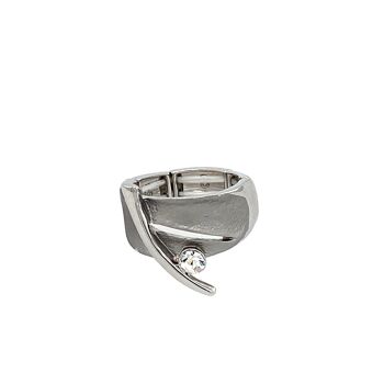 Bague élastique rhodiée, gris mat