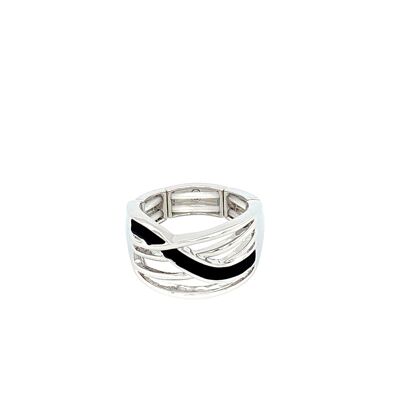 Elastic rhodium-plated ring, matt black