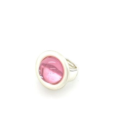 Elastic rhodium-plated ring, pink