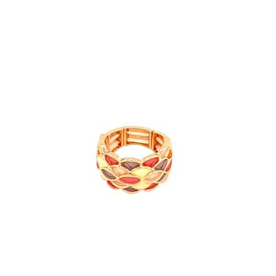 Ring elastisch rosévergoldet  zimt, weiß