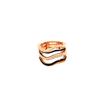 Elastic ring, rose gold-plated, black