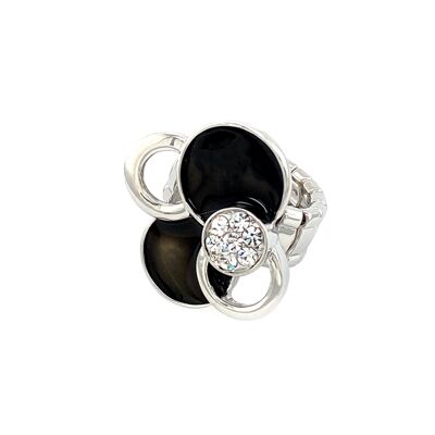 Elastic ring rhodium-plated black