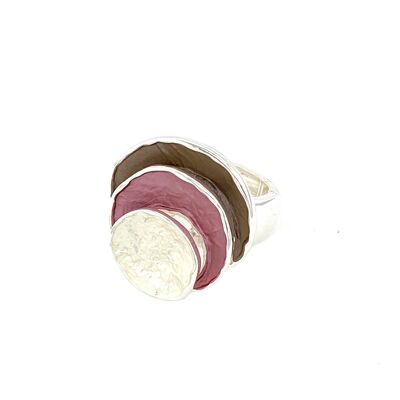 Anillo elástico, rodiado, rosa viejo mate, blanco