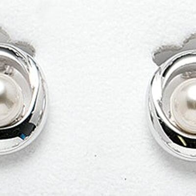 Rhodium-plated pearl clip-on earrings