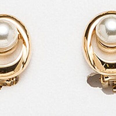Gold-plated pearl ear clips