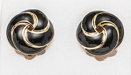 Gold-plated black ear clips