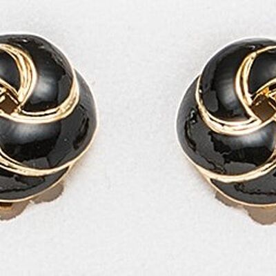 Gold-plated black ear clips
