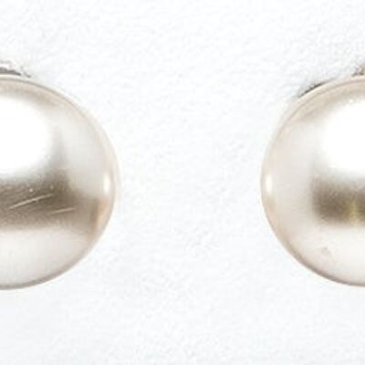 Pendientes de clip chapados en rodio, blanco perla