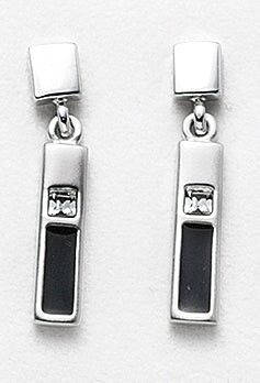 Orecchini a bottone rodiati neri