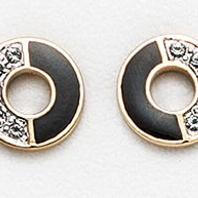Gold-plated black stud earrings