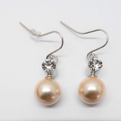 Earrings rhodium-plated pearl white