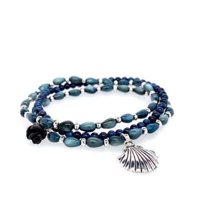 Elastic bracelet rhodium-plated blue, green