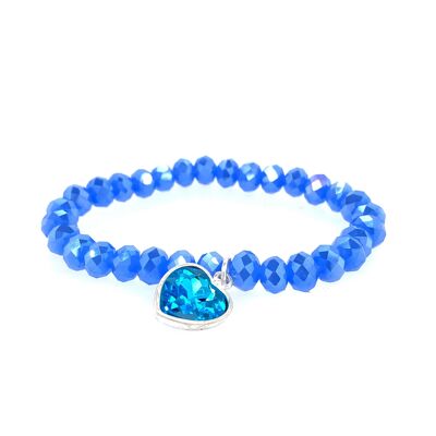 Bracelet élastique rhodié bleu, turquoise clair
