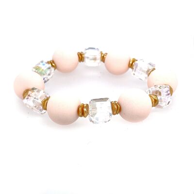 Elastic gold-plated bracelet, light pink