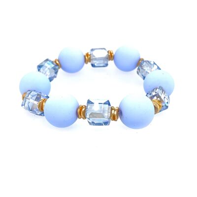 Elastic gold-plated bracelet, light blue