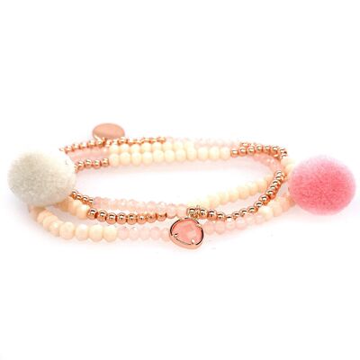 Elastic bracelet, rose gold-plated, pink