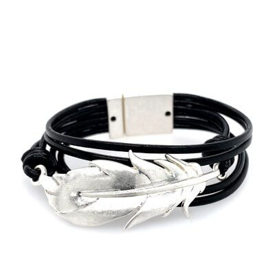 Bracelet magnetic clasp silver-plated black