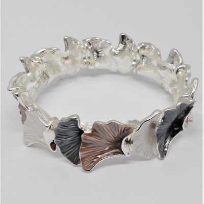 Elastic bracelet silver-plated gray, white, light brown