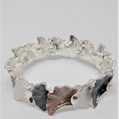 Elastic bracelet silver-plated gray, white, light brown