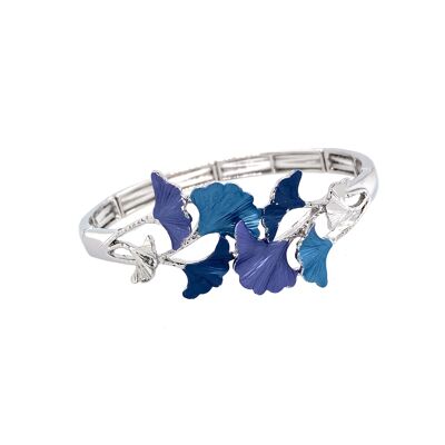 Elastic bracelet rhodium-plated blue