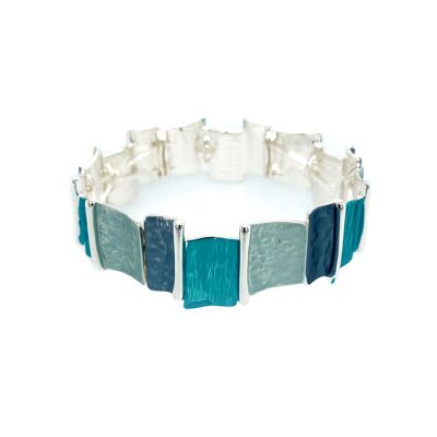 Bracelet élastique plaqué argent bleu, turquoise