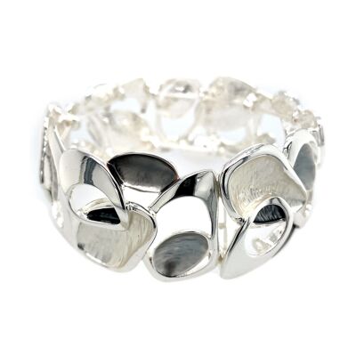 Elastic bracelet silver-plated gray, white