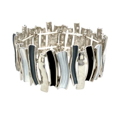 Elastic bracelet rhodium-plated matt black, gray, white