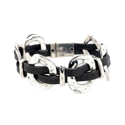 Bracelet magnetic clasp rhodium-plated gray