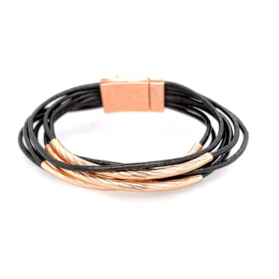 Bracelet magnetic clasp rose gold plated gray