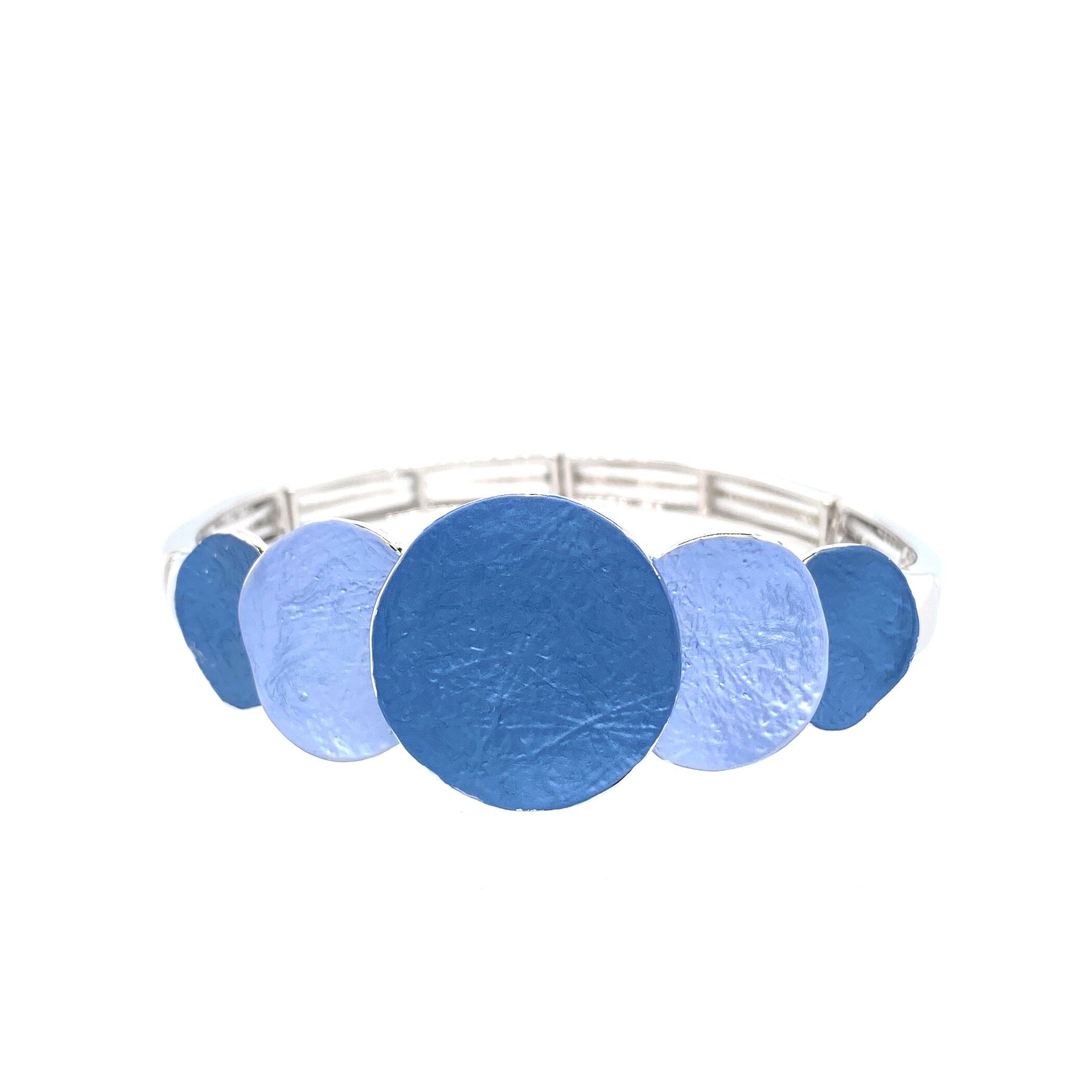 Bracciale elastico, rodiato, blu scuro