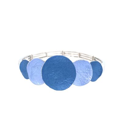 Bracelet élastique, plaqué rhodium, bleu foncé