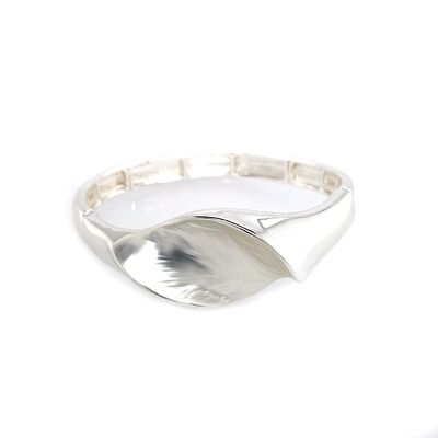 Elastic bracelet, silver-plated, brushed white