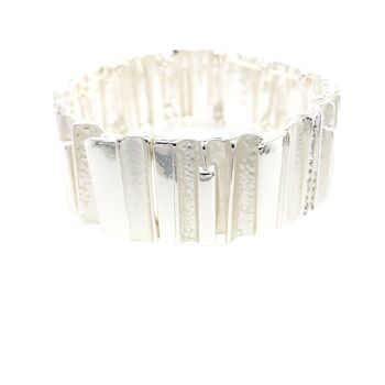 Bracelet élastique, plaqué rhodium, blanc mat