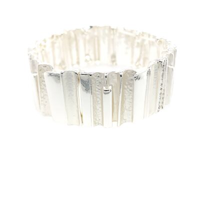 Bracelet élastique, plaqué rhodium, blanc mat