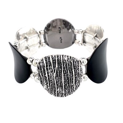 Elastic bracelet oxi-silver black