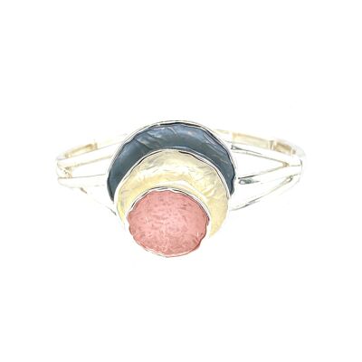 Bracelet élastique, plaqué or rose, gris mat, blanc