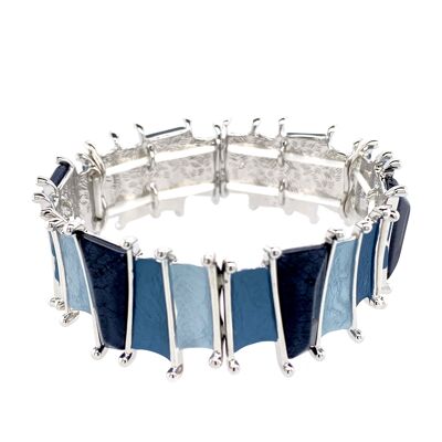 Elastic bracelet rhodium-plated matt blue dark, light