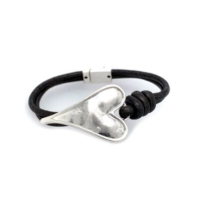 Bracelet fermoir magnétique argenté gris