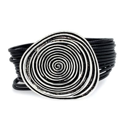 Bracelet magnetic clasp rhodium-plated black