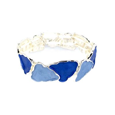 Bracelet élastique plaqué argent bleu
